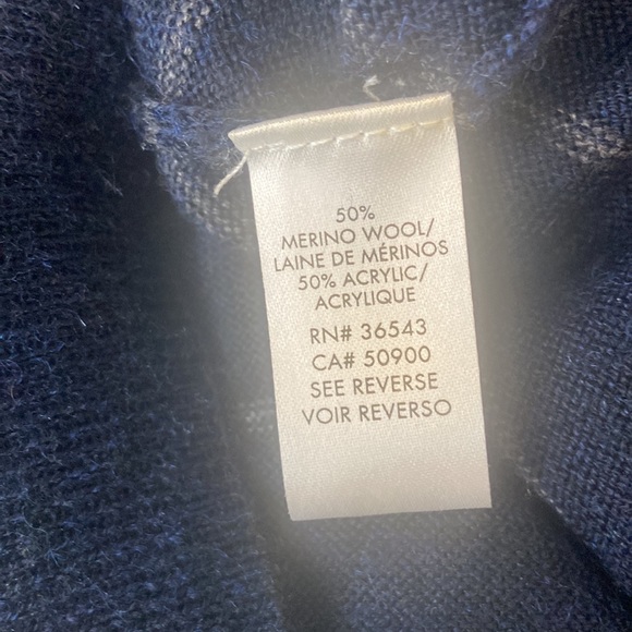 Calvin Klein Marino wool blend knit navy blue striped long sleeved sweater - Picture 10 of 15